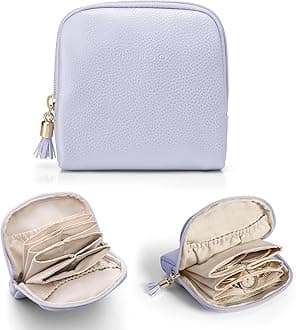 Vlando Small Jewelry Travel Case,Jewelry Pouch Bags with Zipper,Velvet Jewelry Organizer Storage Bag for Bracelet Rings Earring Travel Essentials Gifts for Women Girl-Purple