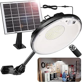 Ropelux Solar Lights Outdoor Indoor, 3500LM 4 Modes (1 All Day Mode) Motion Sensor Security Shed Light with Remote, Waterproof Dusk to Dawn Light for Gazebo Yard Garage Patio
