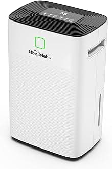 HOGARLABS50 Pint Dehumidifiers for Home Basements, with 3 Working Modes, Overflow Protection, and Auto Shut off Restart. Ultra Silent Dehumidifier with Drain Hose, Intelligent Humidity Control