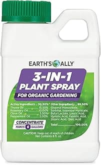 - Earth's Ally 3-in-1 Plant Spray 8 Oz Concentrate for Pests and Disease - Organic Insecticide, Fungicide, Miticide - OMRI Listed for Indoor Houseplants and Outdoor Garden - Safe for Bees, Kids, Pets