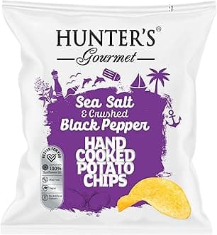 Hunter's Gourmet Sea Salt And Crushed Black Pepper Hand Cooked Potato Chips 40g
