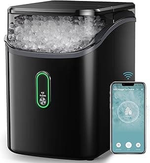 Nugget Ice Maker Countertop, WiFi Pebble Ice Machine with Soft Chewable Ice, Timer Function and Status Alerts with Silonn App, 33lbs/24H for Home, Kitchen, Office
