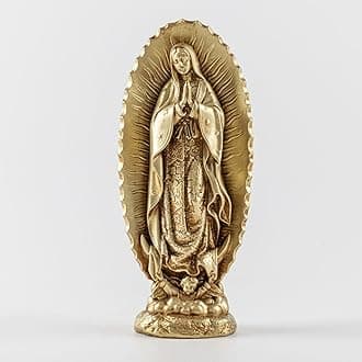 7 inch Handcrafted Our Lady of Guadalupe Statue,Catholic Resin Religious Virgin of Guadalupe Statues, Catholic Saints Mary Figurine,Small Virgin Mary Estatua of Mexico（Bronze Color）