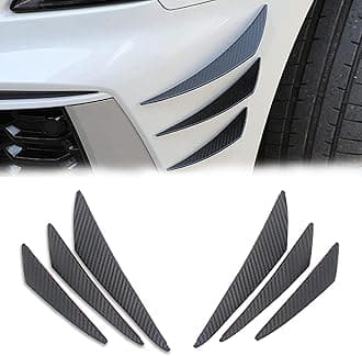 Pack-6 Car Spoiler Canards Kit, Universal Auto Front Bumper Lip Splitter, Body Anti-Collision Diffuser, Exterior Soft Rubber Decorative Stickers (Carbon Fiber Black), GKZST902CB-6PS
