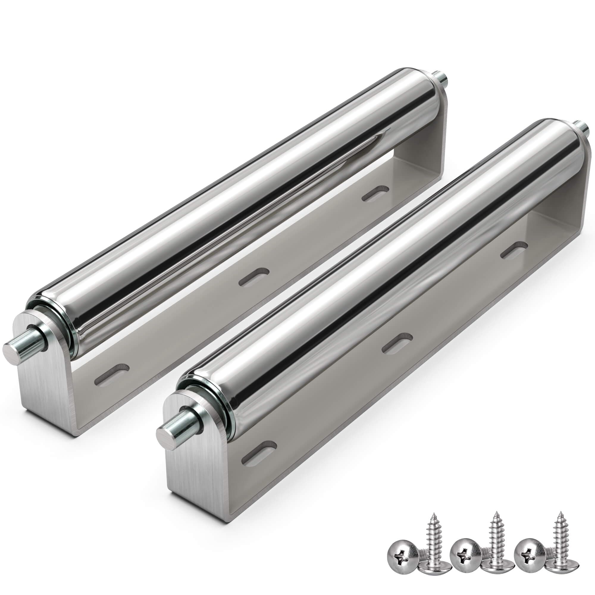 1.5" Diameter Stainless Steel Roller with Bracket Set, 11.8" BF Length, 2-Pack, Heavy Duty Rustproof Rollers for Boat Trailers, Kayaks, Coyote Fence & Transport, Easy Spring-Loaded Removal