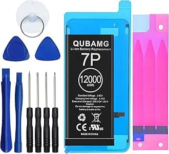 Battery Compatible with iPhone 7 Plus, Long Lasting Super Capacity 12000mWh Replacement Battery for iPhone 7 Plus A1661, A1784, A17785, A1786, 0 Cycle Li-Polymer, with Repair Kit