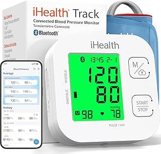 iHealth Track Wireless Upper Arm Blood Pressure Monitor with Wide range Cuff that fits Standard to Large Adult Arms , Bluetooth Compatible for Apple & Android Devices