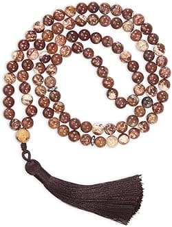 Tasbih Premium Muslim Prayer Beads Made with Natural Stone Beads for Daily Misbaha and Meditation (8mm (99 Beads), Jasper, Dark Brown)