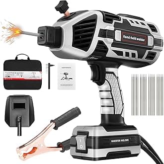 Saker Portable Electric Welding Machine,110V Portable Welder Handheld with IGBT Inverter 5 Variable Current Adjustment, ARC Welder Gun, Fits for 3/32" Wire Rods (Grey)