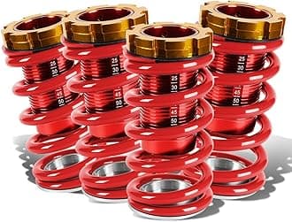 DNA MOTORING 4PCS Suspension Coilover Sleeves Spring Kit Compatible with 88-00 Civic / 93-97 Civic Del Sol / 88-91 CRX / 90-01 Integra, Red, COIL-HC88-T11-RD