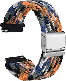 WOCCI 18mm Braided Nylon Watch Band for Men and Women, Quick Release, Silver Stainless Steel Buckle (Camo)