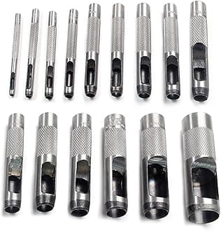 15pcs 3mm to 25mm Round Steel Hollow Punch Set Leather Craft Hollow Hole Punch Tools Hollow Punch Set Leather Hole Punch Set