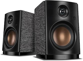 OS-10 HiFi Stereo Speakers, Bluetooth 5.0 Active Computer Bookshelf Speakers - 4'' Dynamic Woofer, Powered Desk Speakers 62w RMS with Touch Control for PC/Phone/TV/Monitor (Pair)