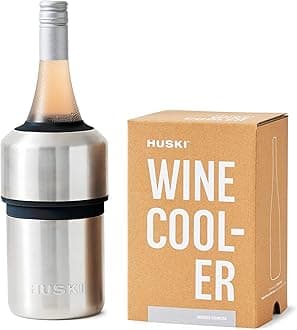Huski Wine Cooler | Premium Iceless Wine Chiller | Keeps Wine or Champagne Bottle Cold up to 6 Hours | Award Winning Design | New Wine Accessory | Perfect Gift for Wine Lovers (Brushed Stainless)