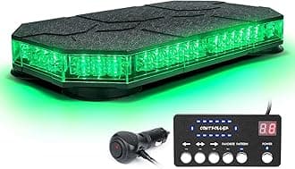 LUMENIX LED Rooftop Strobe Beacon Lights Bar w/Controller Magnetic Emergency Traffic Warning Safety Caution Flashing Light for Law Enforcement Vehicles Trucks Snowplow Cars - Green (Patent Design)