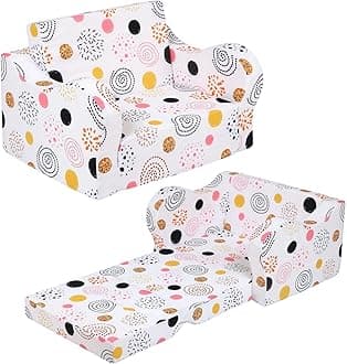 Firework Kids Sofa, 2-in-1 Kids Couch Fold Out, Convertible Sofa to Bed for Girls and Boys