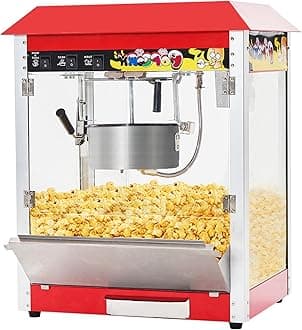Commercial Popcorn Machine, 10 Oz Kettle, 1300W Countertop Popcorn Maker for 60 Cups per Batch, Movie Theater Popcorn Popper with 3-Switch Control, 2 Scoops 1 Cup, Red (19''L*13.4''W*26''H)