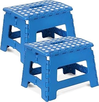 Utopia Home Foldable Step Stool for Kids - Lightweight Folding Plastic Step Stool for Kitchen, Bathroom and Living Room - 11" Wide and 8" High - Holds up to 300lbs (2 Pack, Blue)