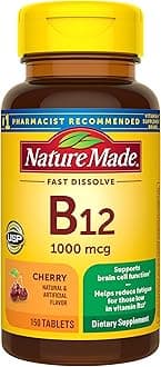 Nature Made Vitamin B12 1000 mcg, Easy to Take Sublingual B12 for Energy Metabolism Support, 150 Sugar Free Fast Dissolve Tablets, 150 Day Supply