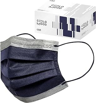 CSD Colo 50 Pcs Navy Blue Disposable Face Masks, 3 Ply Adult Mask with Elastic Ear Loop, Nose Bridge Clip, Breathable Comfortable Mask Great for Indoor, Outdoors Use (Denim Blue)