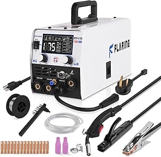 FLARING MIG Welder,175Amp MIG Welder Machine 120V/240V Dual Voltage 6 in 1 Gas MIG/Gasless Flux Core MIG/Stick/Lift TIG/Spot welding/Spool Gun Multi Process LED Digital Display Synergic MIG Weldering