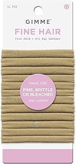 Beauty Fine Hair Elastic Bands - Slim-Fit Elastic Ties for Fine, Brittle, or Bleached Hair - No-Dent, Gentle-Grip Ponytail Holders for All-Day Comfort - 12 Pack, Dark Blonde