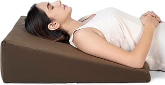 FOVERA Bed Wedge Pillow with Memory Foam, Back Support Cushion for Acid Reflux, GERD, Snoring, Post Surgery, Pregnancy and Relaxing in Bed (Velvet Brown, Medium - 26 x 24 x 7 Inch, Pack of 1)