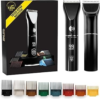- Beard Trimmer for Men - Electric Cordless Rechargeable Beard & Hair Trimmer - High Power 7000 RPM - 8 Color Guides 45 Unique Trim Lengths - Travel Lock