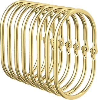 Shower Curtain Rings Gold Shower Curtain Hooks Anti-Drop Shower Rings for Curtain, Metal Shower Curtain Rings Rust Proof, Shower Hooks for Shower Curtain Rod, 12 Pcs Gold Curtain Rings