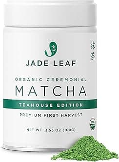 Jade Leaf Matcha Organic Ceremonial Grade Matcha Green Tea Powder - 100% Pure Japanese First Harvest Green Tea for Ceremonies, Usucha, Lattes 100g / 3.53 Ounce Tin (Pack of 1)