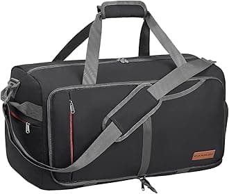 CANWAY 65L Travel Duffel Bag, [New Version] Foldable Large Duffle Bag with Shoes Compartment | Weekender Bag for Men & Women, Waterproof & Tear Resistant-Black