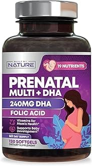 Prenatal Vitamins for Women - Multivitamin with DHA, Folic Acid, Vitamin C, B12, Iron & Omega-3 - Before, During & Post Pregnancy Supplement for Healthy Growth & Brain Development - 120 Softgels