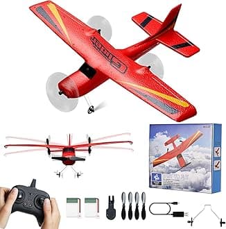 VEVOR RC Plane, 2.4GHZ 2CH RC Airplane with 6-Axis Gyro Stabilizer&2 Batteries, Ready to Fly Aircraft Plane Toy, RC Glider for Adults Kids Beginners Birthday/Xmas Child Gift