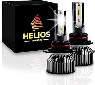 HELIOS HIR2 / 9012 Headlight Bulbs Led 18000 LM Super Bright Fan Cooling All In One Cool White Conversion Kit Hi/Lo (DC 9-30V) 6000K (36W x2) 30,000Hours over 200% Brighter, Braided Cable