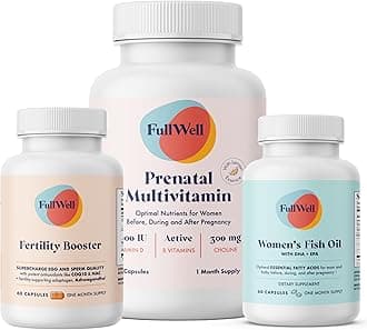 Women's Fertility Trio - Conception Support for Women - Includes Fertility Booster, Lemon Essence Prenatal Multivitamin & Fish Oil - Supports Egg Health - CoQ10 & Ashwagandha - 30 Servings