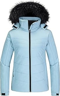 SkieerWomen's Waterproof Ski Jacket Warm Puffer Jacket Thick Hooded Winter Coat