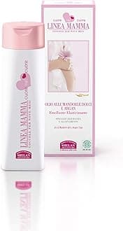 Helan Linea Mamma - Sweet Almond & Argan Oil Ideal for Pregnancy & Breastfeeding, Postpartum Essentials for Muscle Pain Relief, Tiredness, Nipple Dryness, Emollient & Elasticising, Made in Italy 200ml