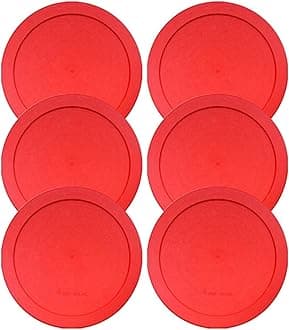 Wood GripLids for Pyrex and Anchor Round Glass Containers (2-Cups, Red-6 PACK)