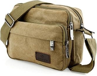 TM Men Vintage Crossbody Canvas Messenger Shoulder Bag Hiking Military Travel Satchel