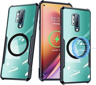 Magnetic Case for OnePlus 8 [Support Magsafe Charger] Non-Yellowing Clear Slim Fit Shockproof Protective Phone Case,Clear Black