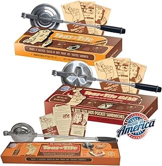 Sandwich Grill, Handheld Sandwich Maker, Hand Toaster, Panini & Press for Hot Sandwiches, Pies, Best for Stovetop, Grill, RV Camper, Smores, Tool for Portable Cooking 3 Pack