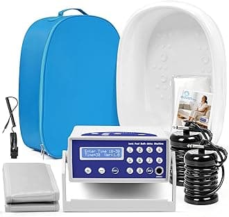 Ionic Detox Foot Bath - Detox Foot Spa, Ionic Foot Bath Detox Machine Chi Cleanse with Tub, Wrist Strap, Far Infrared Waistbelt, 2 Arrays, Blue Bag