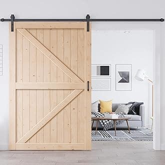 EaseLife 54in x 84in Sliding Barn Door with 9FT Barn Door Hardware Kit & Handle Included,DIY Assemblely,Easy Install,Apply to Interior Rooms & Storage Closet,K-Frame