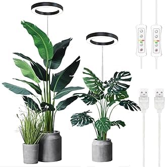 Yadoker LED Growing Light, Full Spectrum for Indoor Plants, Height Adjustable, Automatic Timer, 2 Pack [Energy Class A]