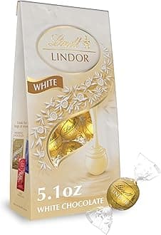 Lindt LINDOR White Chocolate Truffles, White Chocolate Candy with Smooth, Melting Truffle Center, Great for Gift Giving, 5.1 oz. Bag (6 Pack)
