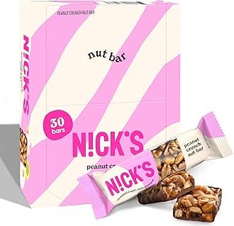 - N!CK'S Peanut Crunch Keto Nut Bar, No Added Sugar, 3g Net Carbs, 7g Protein, 180 Calories, Vegan Chocolate, Keto Candy, Gluten Free, Low Carb Snack, Bulk Saving (pack of 30) 40.0 grams