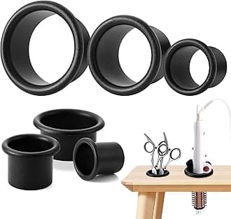 3 Pcs Hair Dryer Holder Insert Curling Iron Holder Stainless Steel Salon Station Appliance Hair Styling Tool Tube Comb Organizer for Hairdresser Bathroom(Black,3"+2"+1.5")