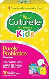 Culturelle Kids Chewable Daily Probiotic for Kids - Natural Berry - Supports Immune, Digestive, and Oral Health - For Age 3+ - Gluten, Dairy, Soy-Free - 30 count