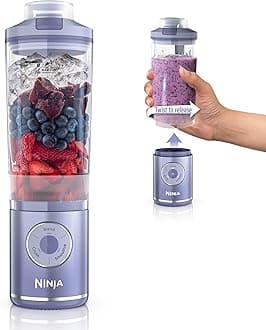 Ninja Blast Max, Portable Blender + Twist & Go, Personal Smoothie, Blend, Ice Crush, 3 Programs, Cordless, 22 oz removable Vessel, Dishwasher Safe, Leakproof, Lavender, BC251LD
