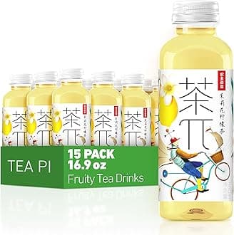 Tea PI Iced Tea –Jasmine Green Tea, Lemon Sweet Iced Fruit Tea Bottles, Real Juice, -16.9 fl oz, 500mL, 15 Pack